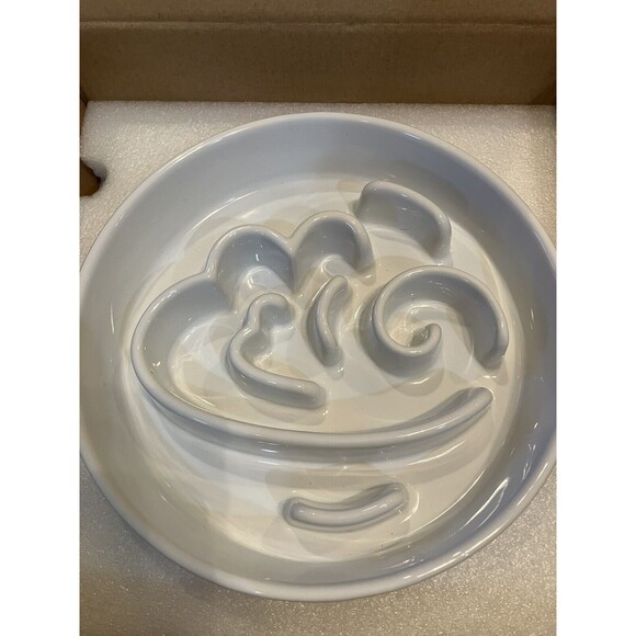 Le Tauci Angel White Ceramic Slow Feeder Dog Bowl New In Box - Picture 3 of 8